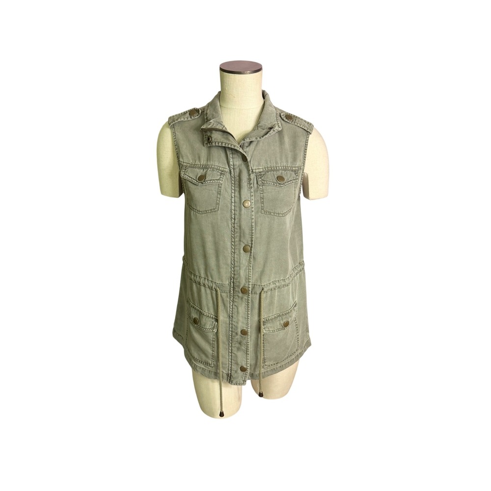 Celebrity Pink Utility Vest Medium Olive Green Tencel Cargo Military CJ60114G30